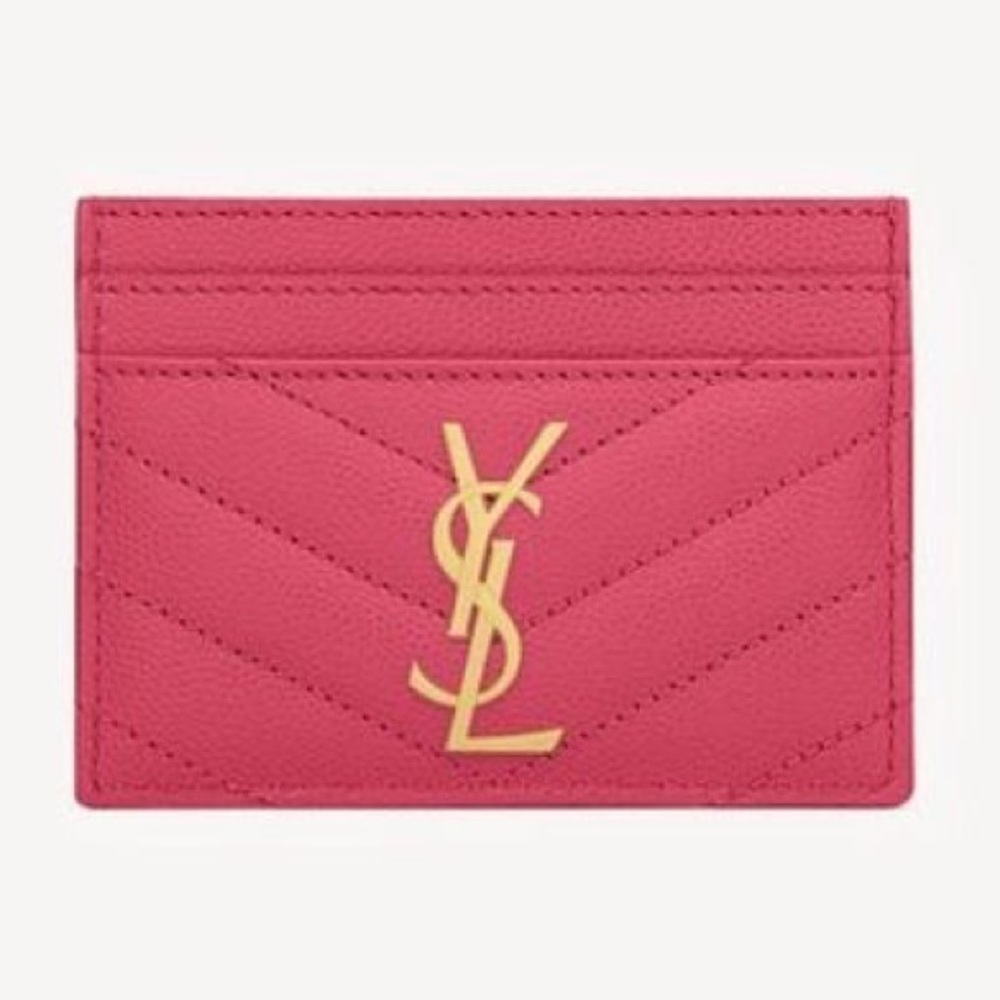 Yves Saint Laurent Fuchsia Card Holder with Gold Logo - Picture 2 of 2